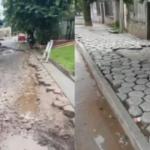 METÁN: Hacen vereda con adoquines robados